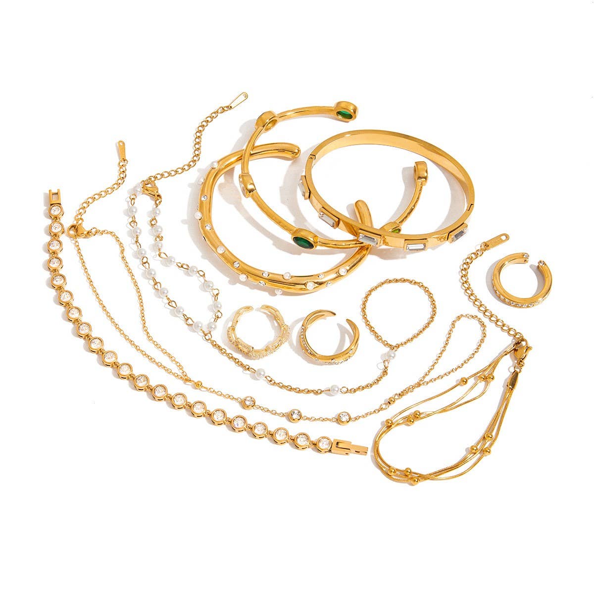 Luxury Stainless Steel Finger Chain Ring Bracelet