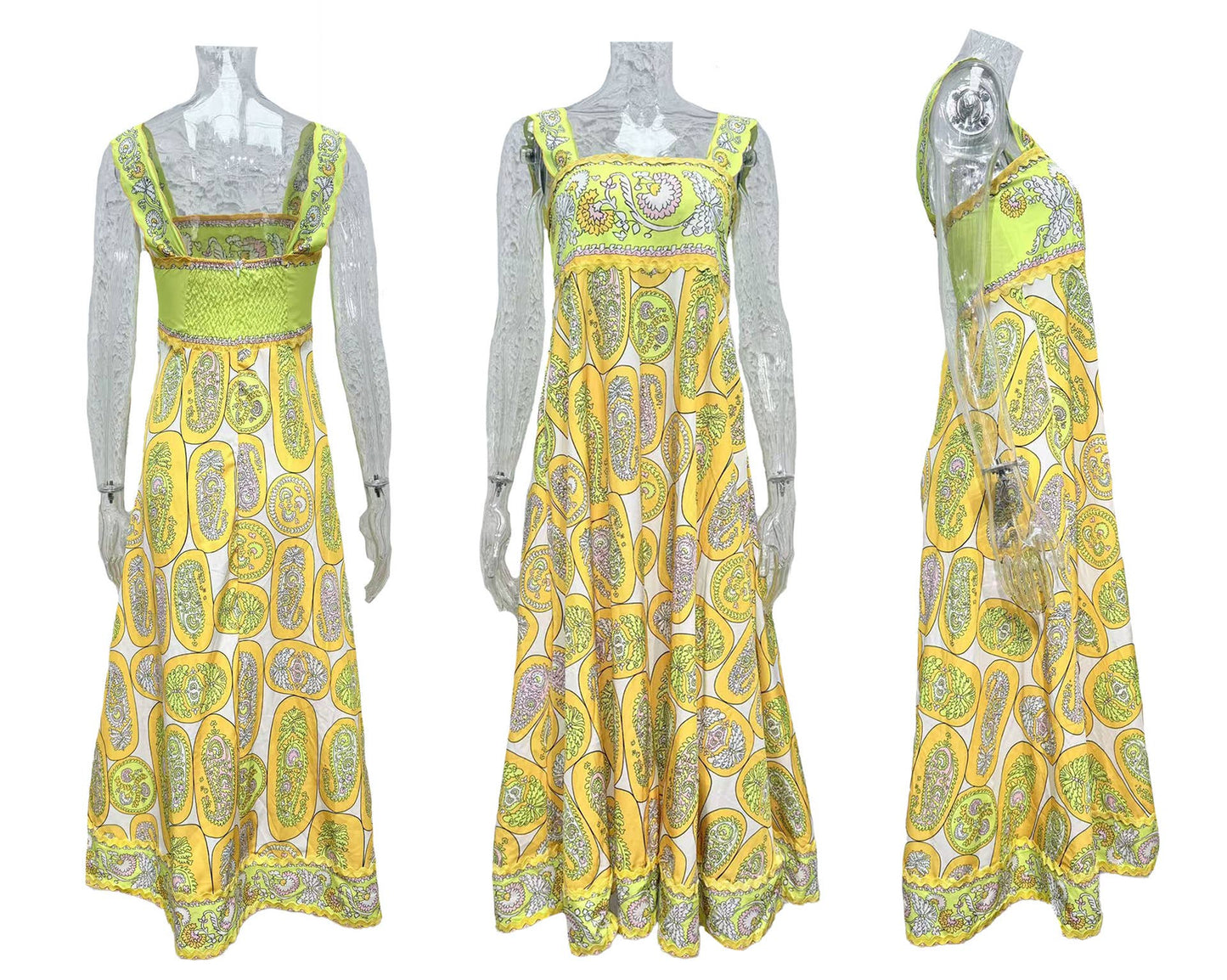 Large hem printed high-waisted halter dress