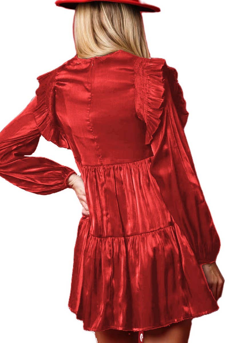 CWDSD10902_SEQUIN SOLDIER EMBROIDERY LONG SLEEVE DRESS