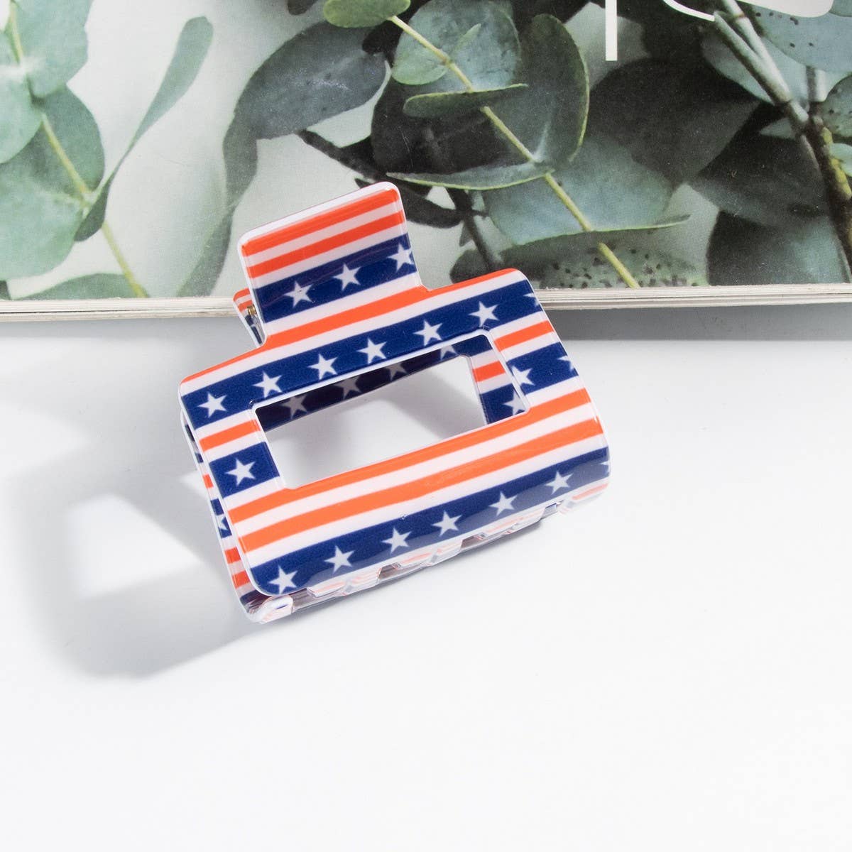 Independence Day Flag Hair Claw PVC Rectangle Clip_CWAHA1263