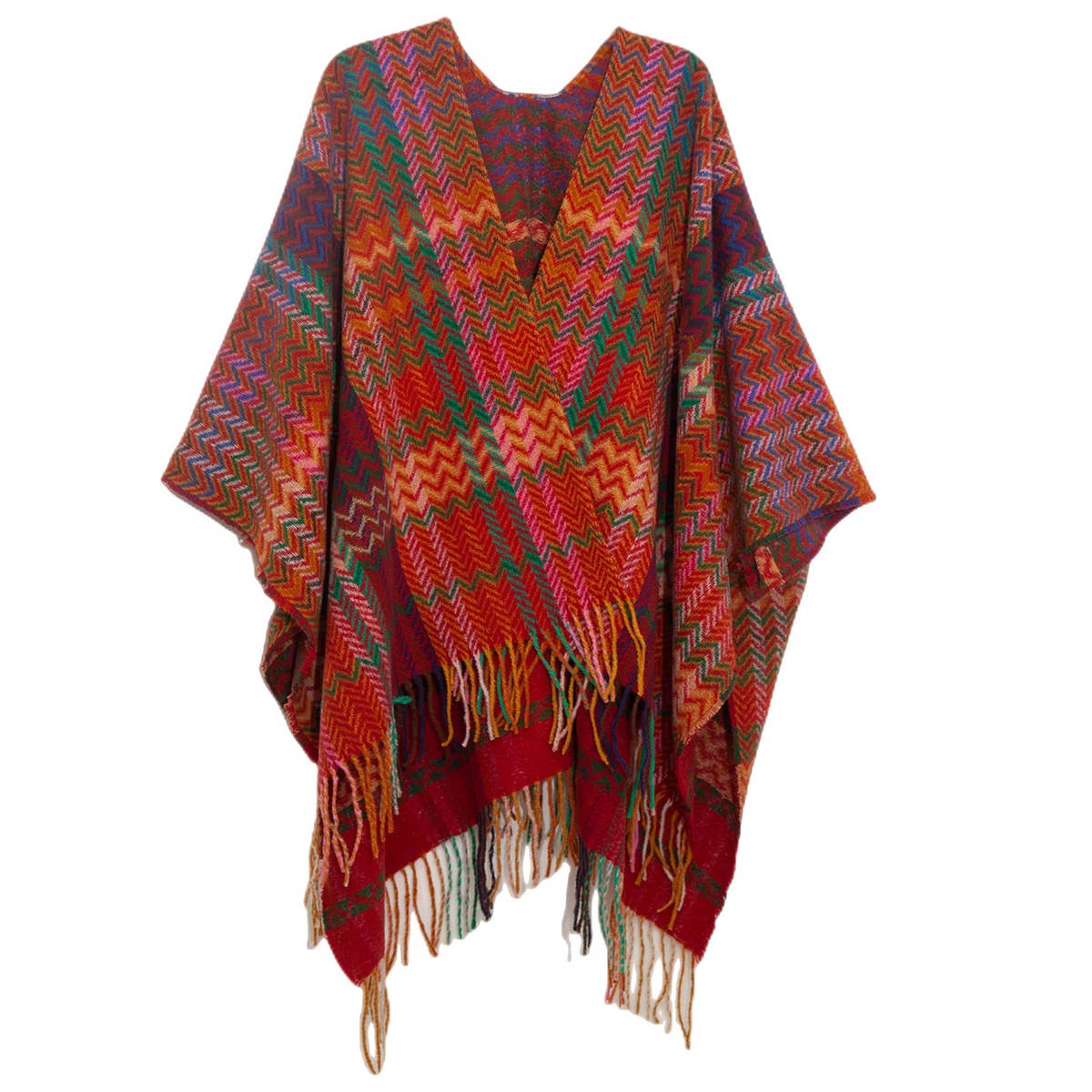 WOMEN FRINGE KNITTED PONCHO CARDIGAN CAPE SHAWL