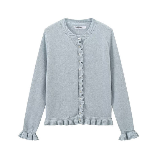 STYLISH CASUAL LAYERED EMBELLISHED CREW-NECK COAT