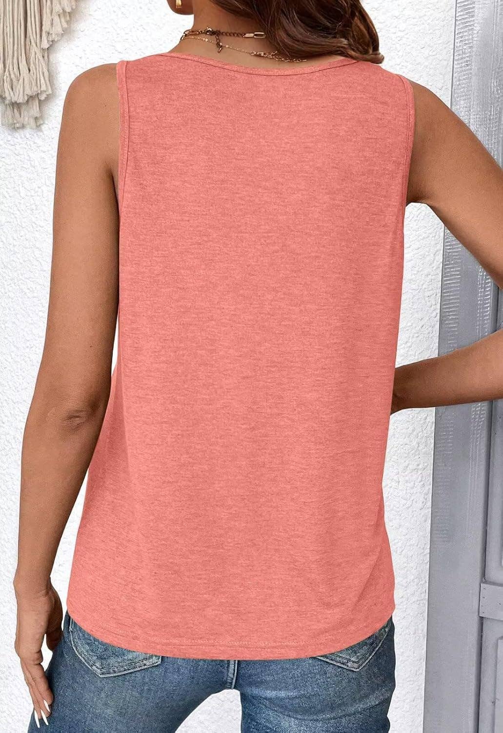 Solid color V-neck sleeveless casual loose vest