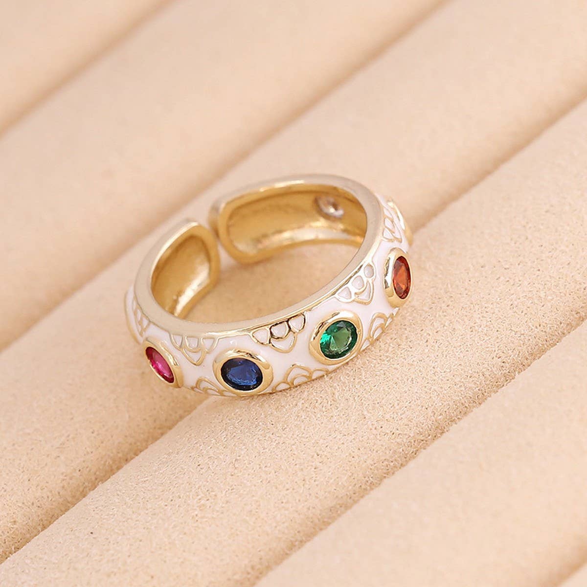MULTICOLOR OIL DRIP OPEN PERSONALITY HIP HOP RING