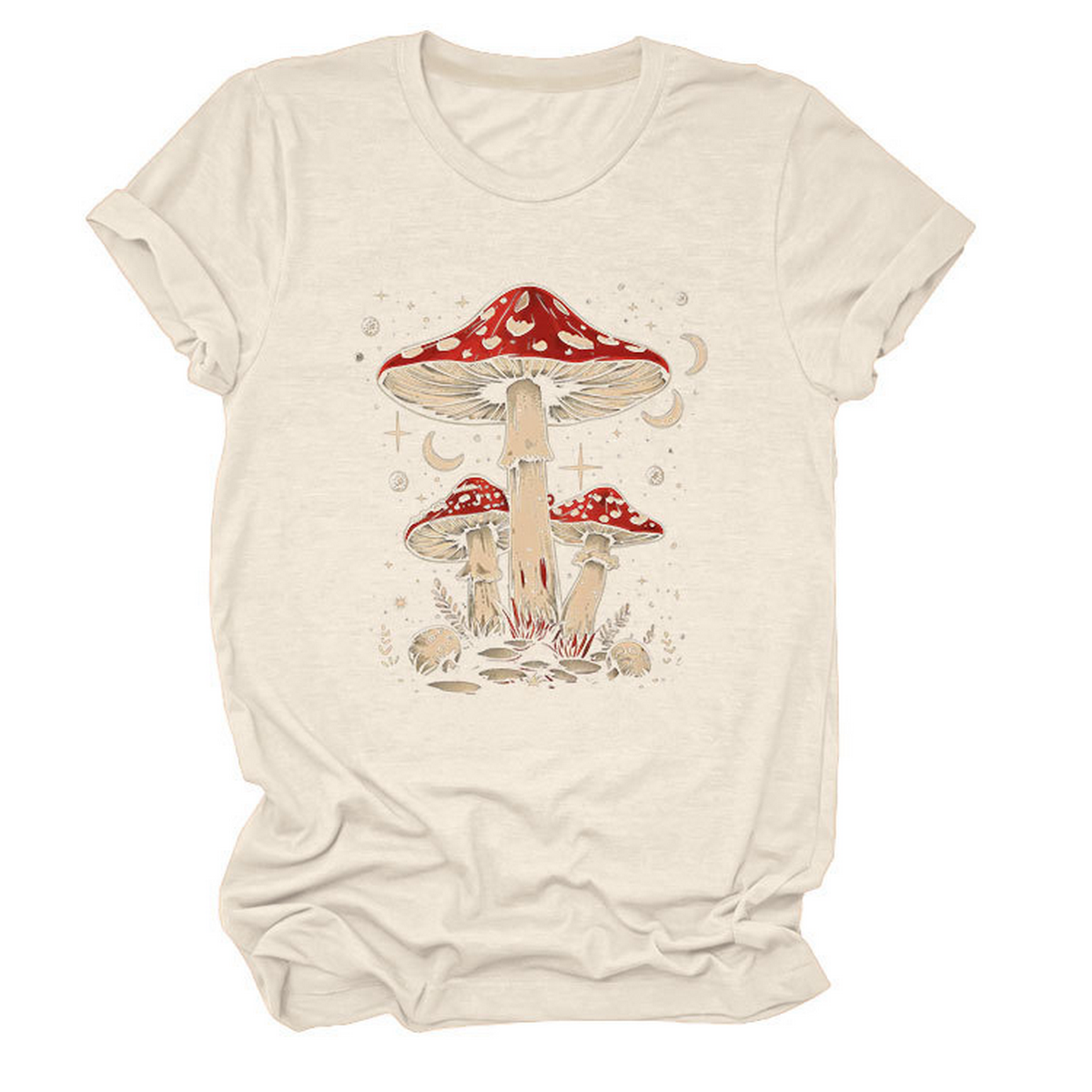 Playful Red Mushroom Print Women's Base Tee_CWTTS1510
