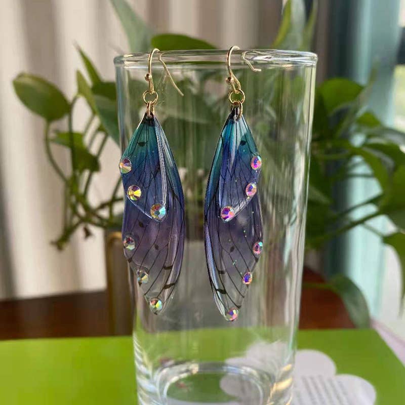 S925 Silver Cicada Wing Wing Butterfly Earrings