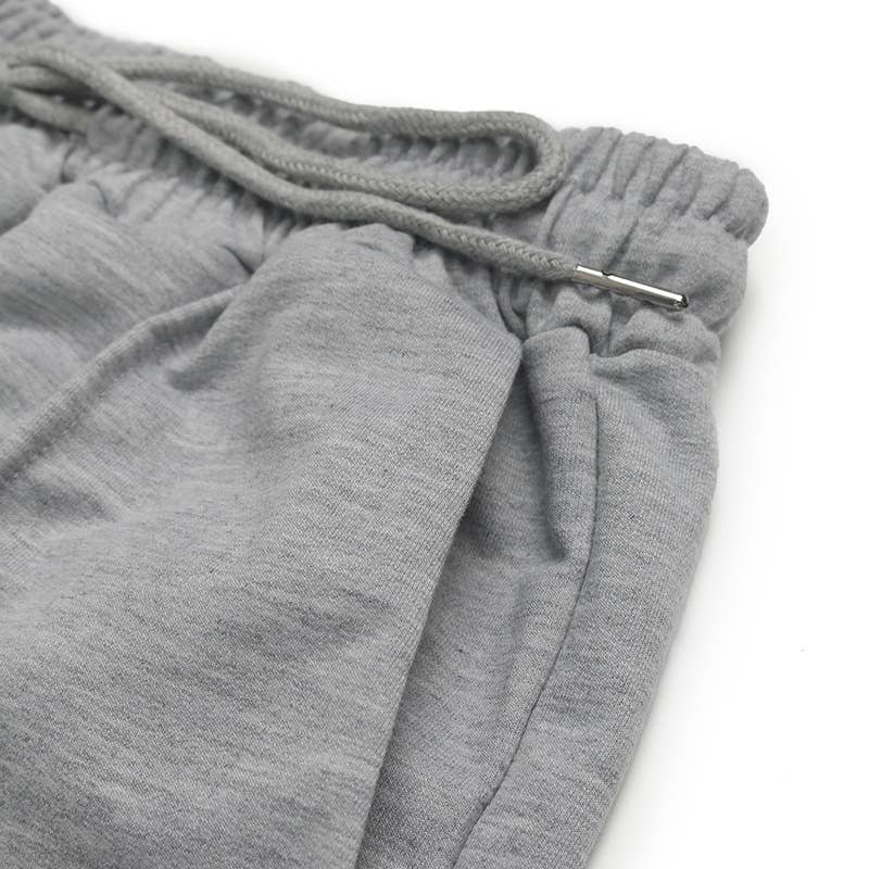 Elastic high-waisted straight-leg sweatpants