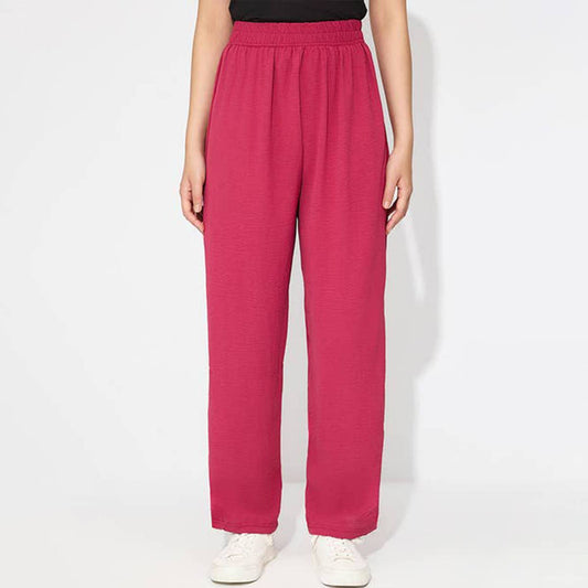 SOLID COLOR HIGH-WAISTED COMMUTER PANTS