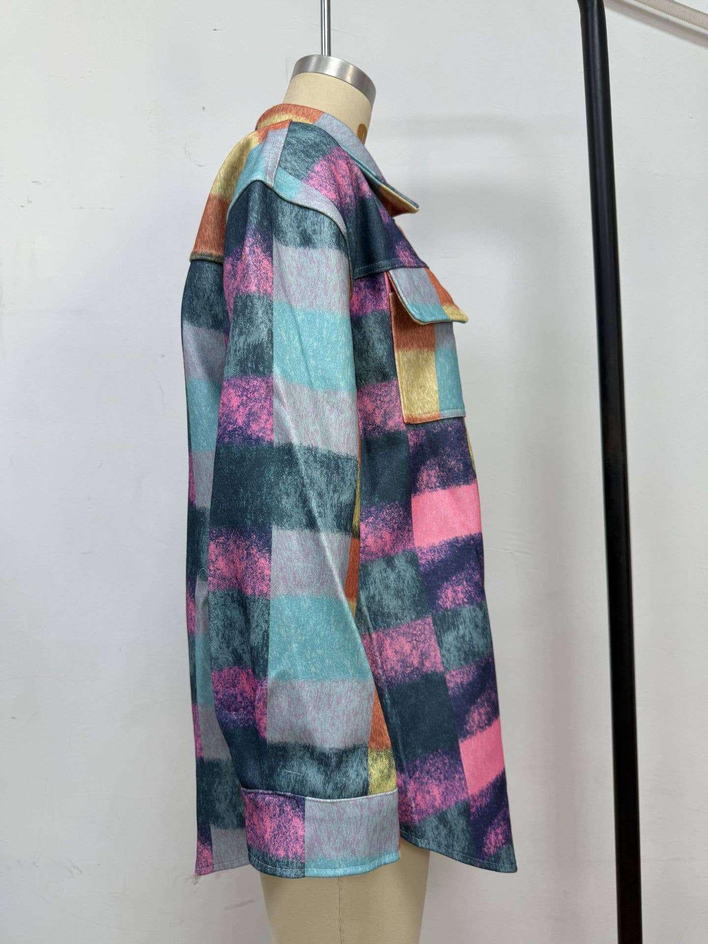 Tweed printed casual and fashionable lapel coat