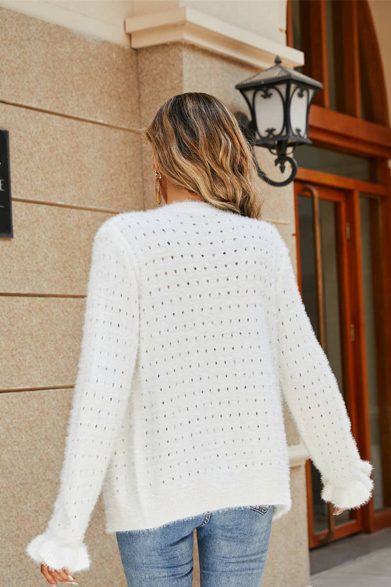 WOMEN'S CUT-OUT SINGLE BREASTED CARDIGAN JACKET