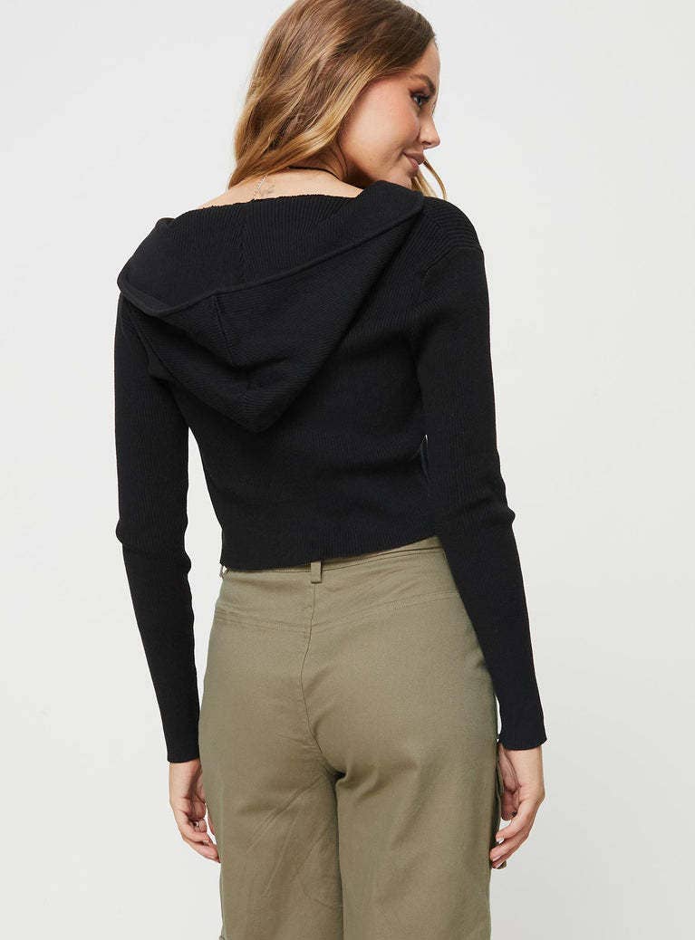 ZIPPER HAT LONG SLEEVE SHORT SOLID COLOR CARDIGAN