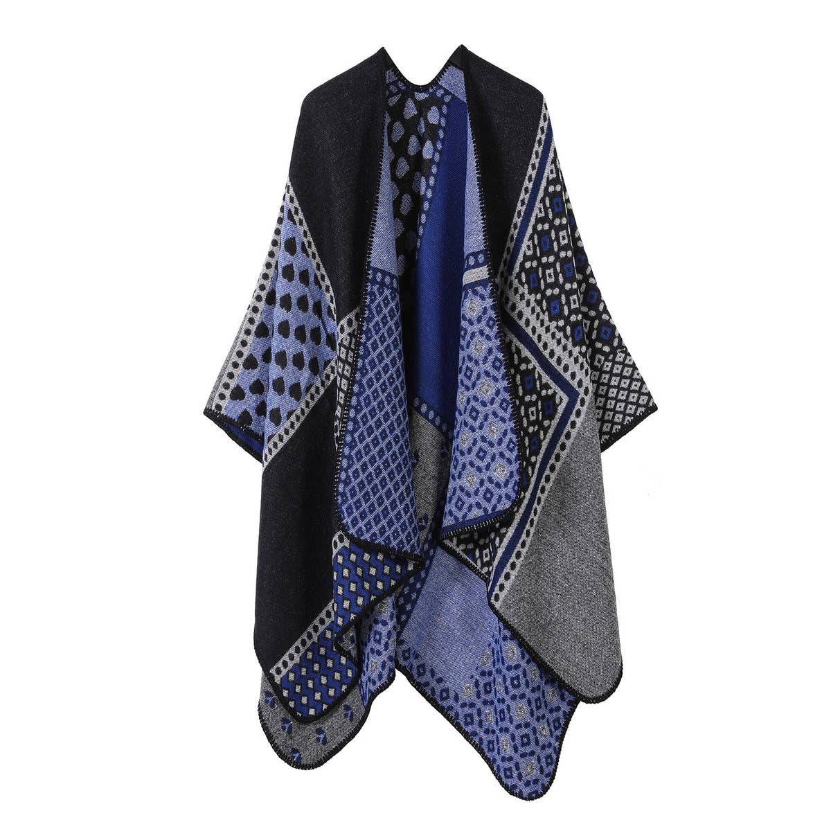 SHAWL SCARF FAUX CASHMERE SLIT CAPE