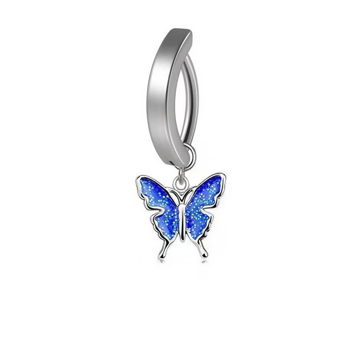 Minimal Curved Butterfly Star Belly Button Ring