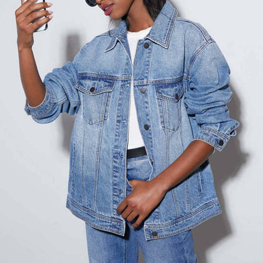 WASHED DENIM JACKET CASUAL LONG-SLEEVED JACKET