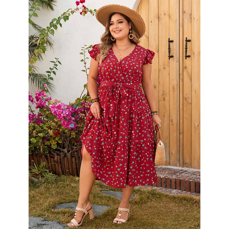 Long dress with plus-size lace