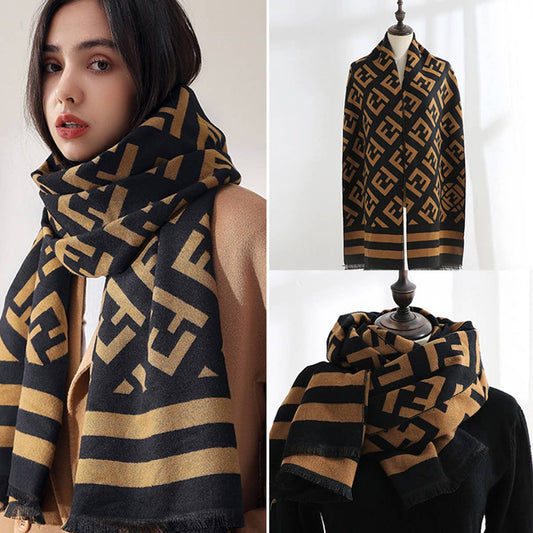 Double-Sided Faux Cashmere Scarf??Warm Shawl
