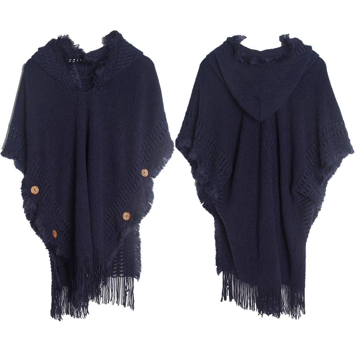 WOMEN PONCHO SWEATER COZY  CAPE WITH HOOD