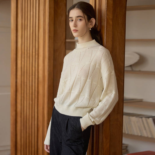 Temperament half turtleneck wool blend sweater