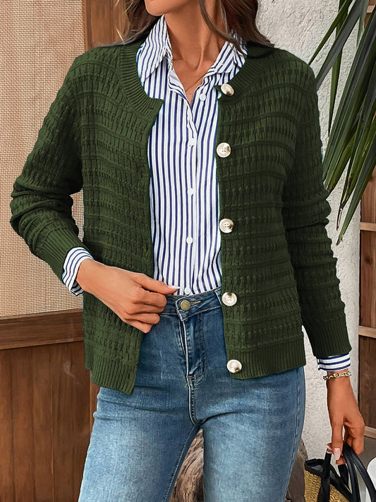 Solid-color commuter knitted casual Cardigan