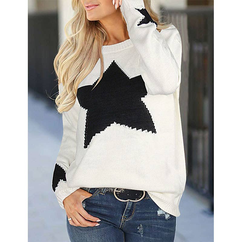 SLOUCHY STAR PULLOVER KNIT PULLOVER SWEATER