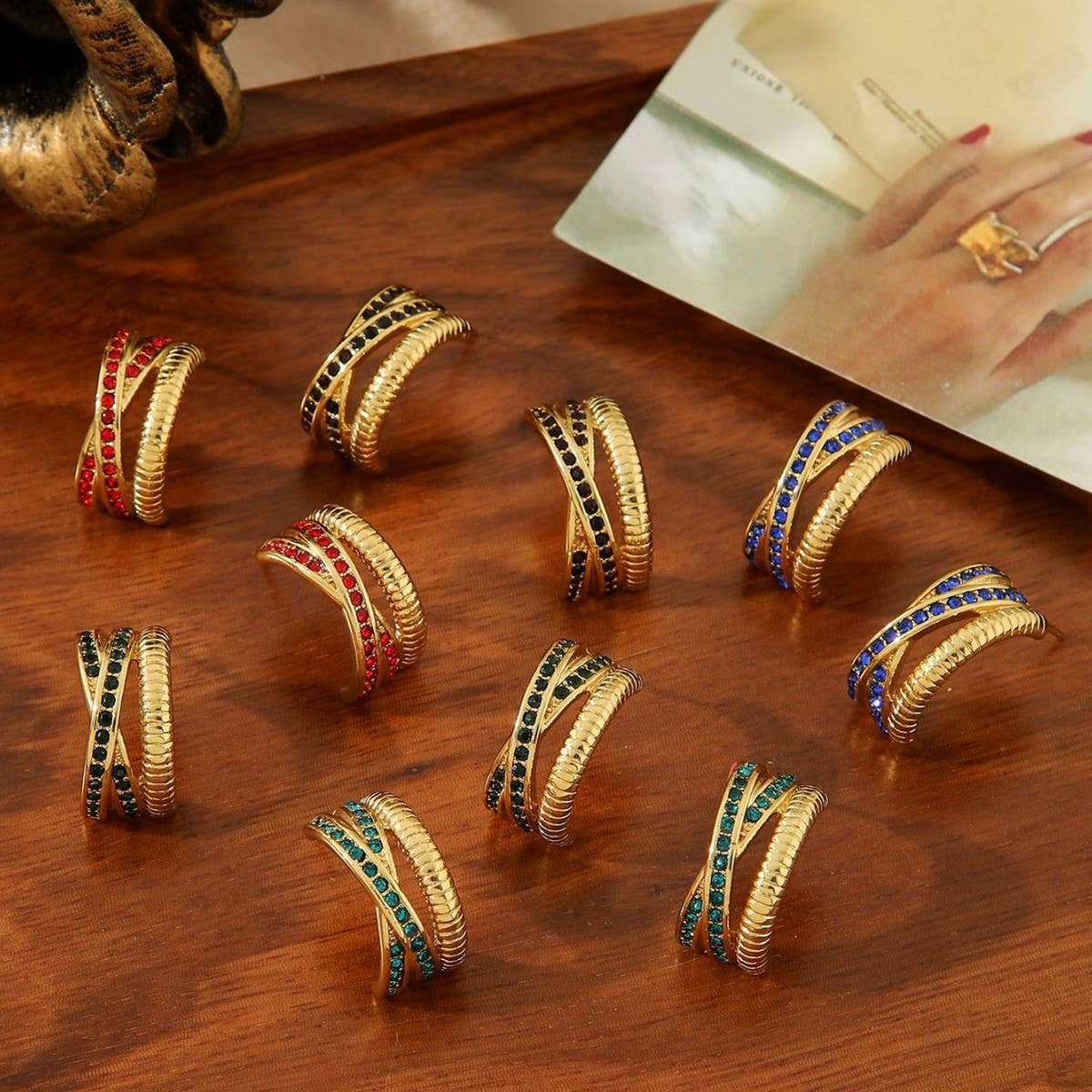 TITANIUM STEEL GOLD-PLATED INLAID ZIRCON EARRINGS