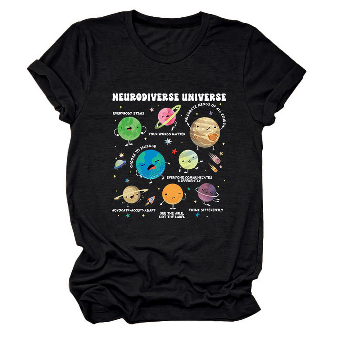 Casual Cute Tee ??Neurodiverse Universe Design_CWTTSL0513