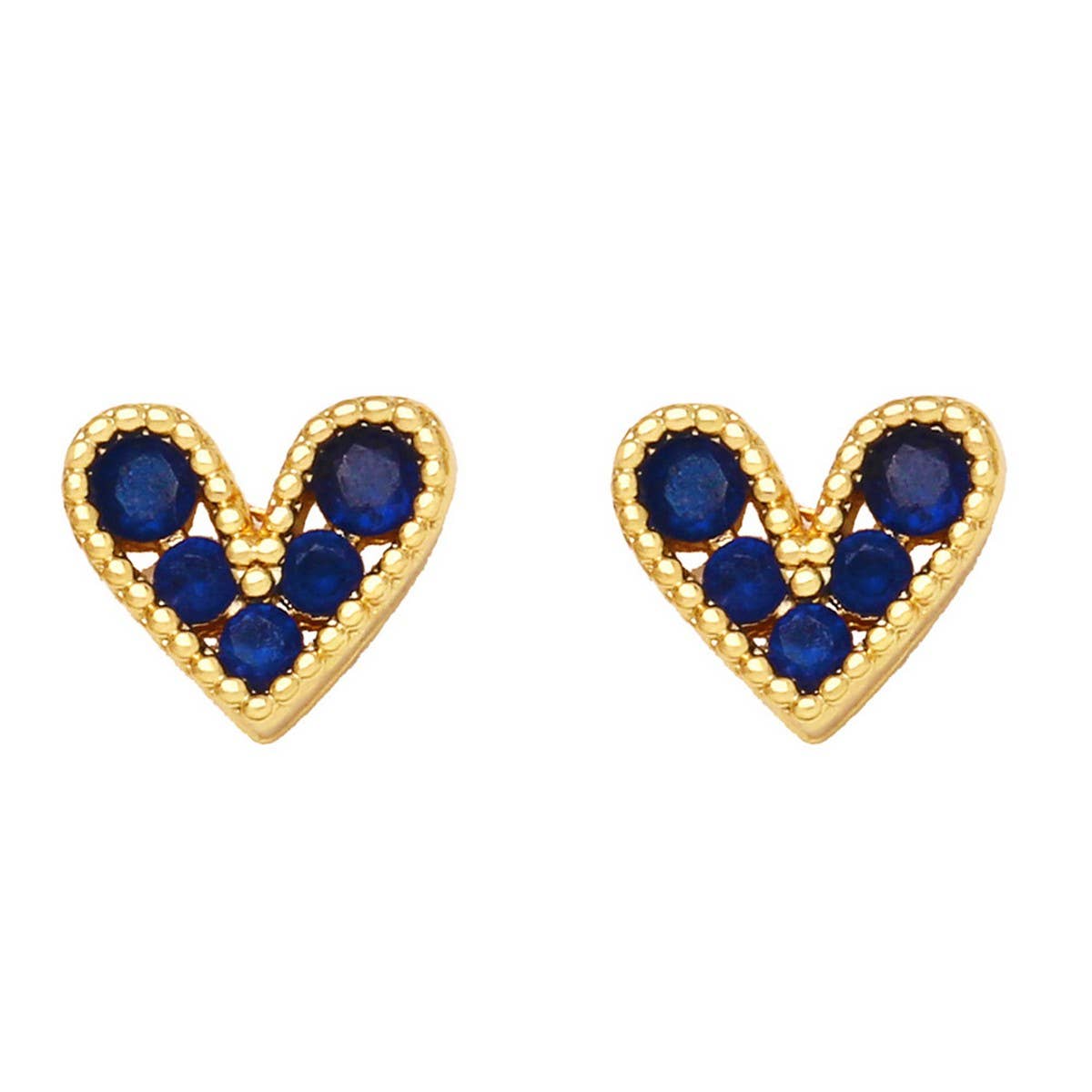 MINI COLORED ZIRCON HEART SHAPED EARRINGS