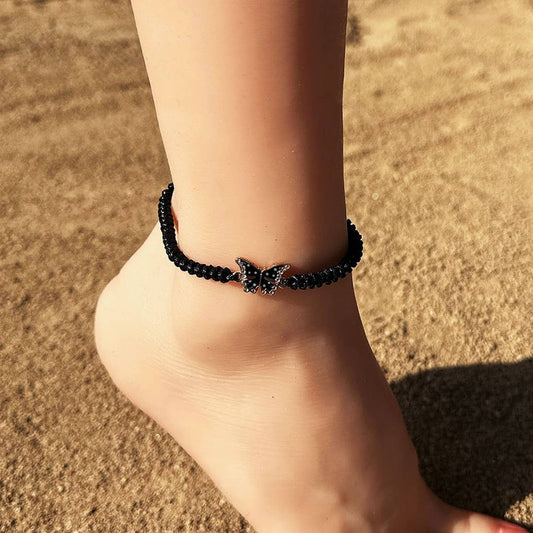 Boho Butterfly Wax Rope Anklet Beach Style_CWMM6350