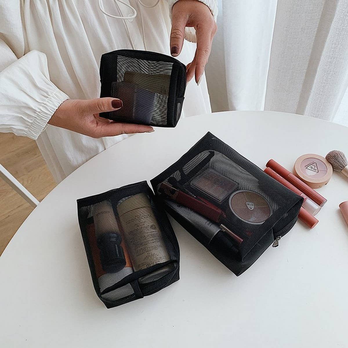 PORTABLE MESH COSMETIC BAG THREE-PIECE SET_CWAB4482