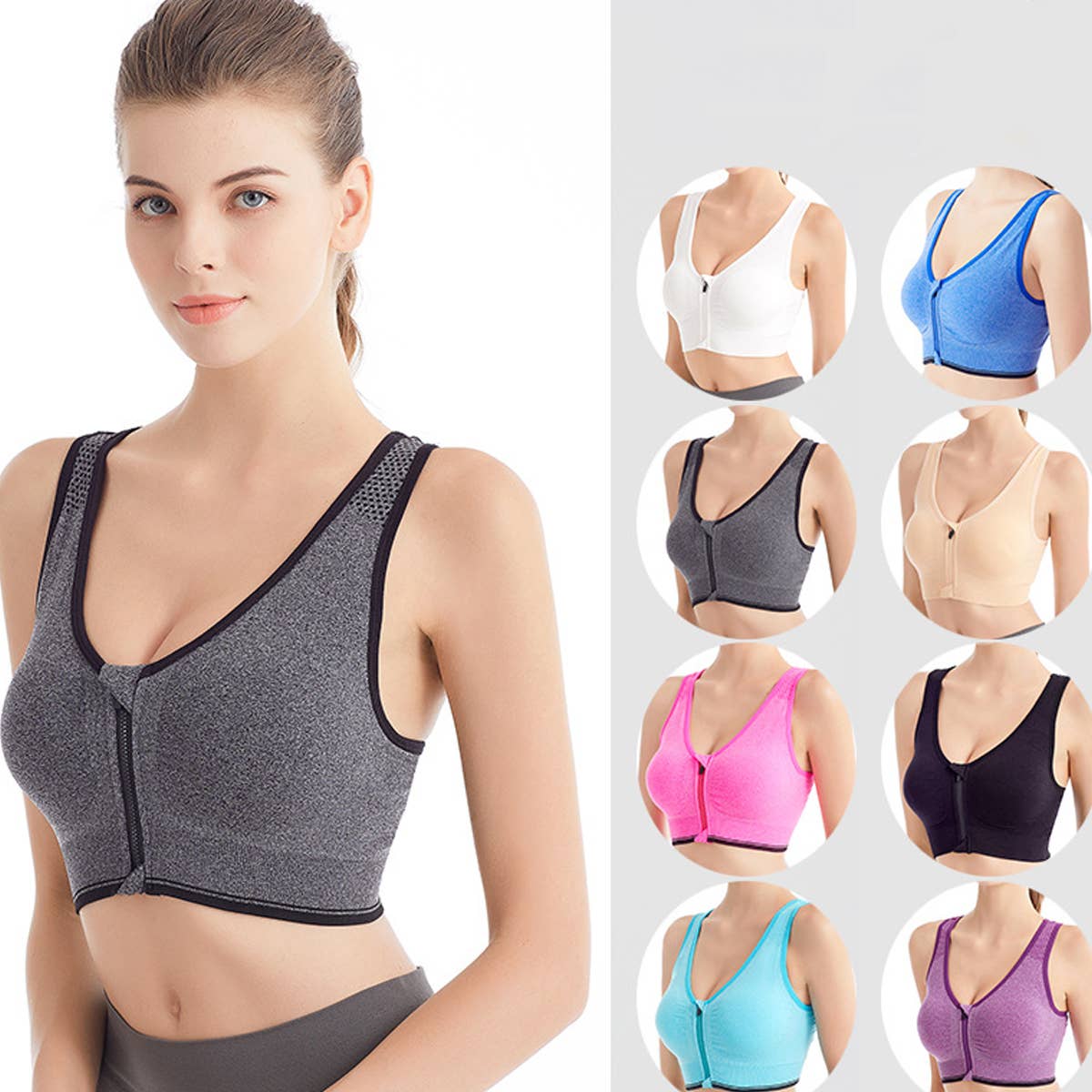 WOMEN FRONT ZIPPER SPORTS BRA