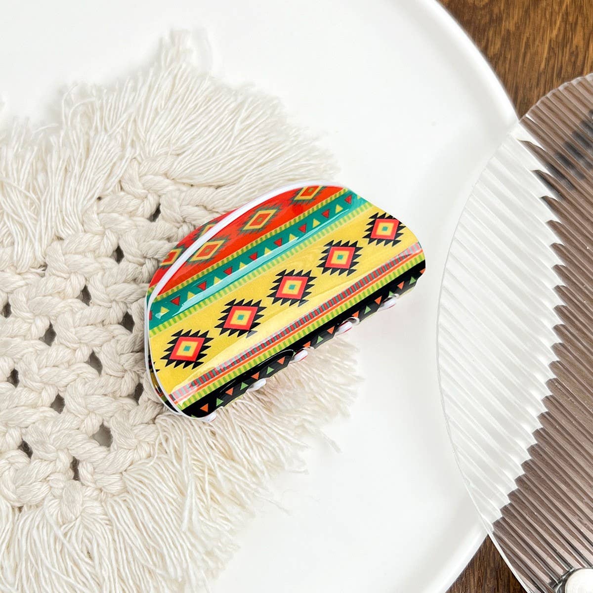 Bohemian Polka Dot Acrylic Hair Claw Unique Design_CWAHA2074