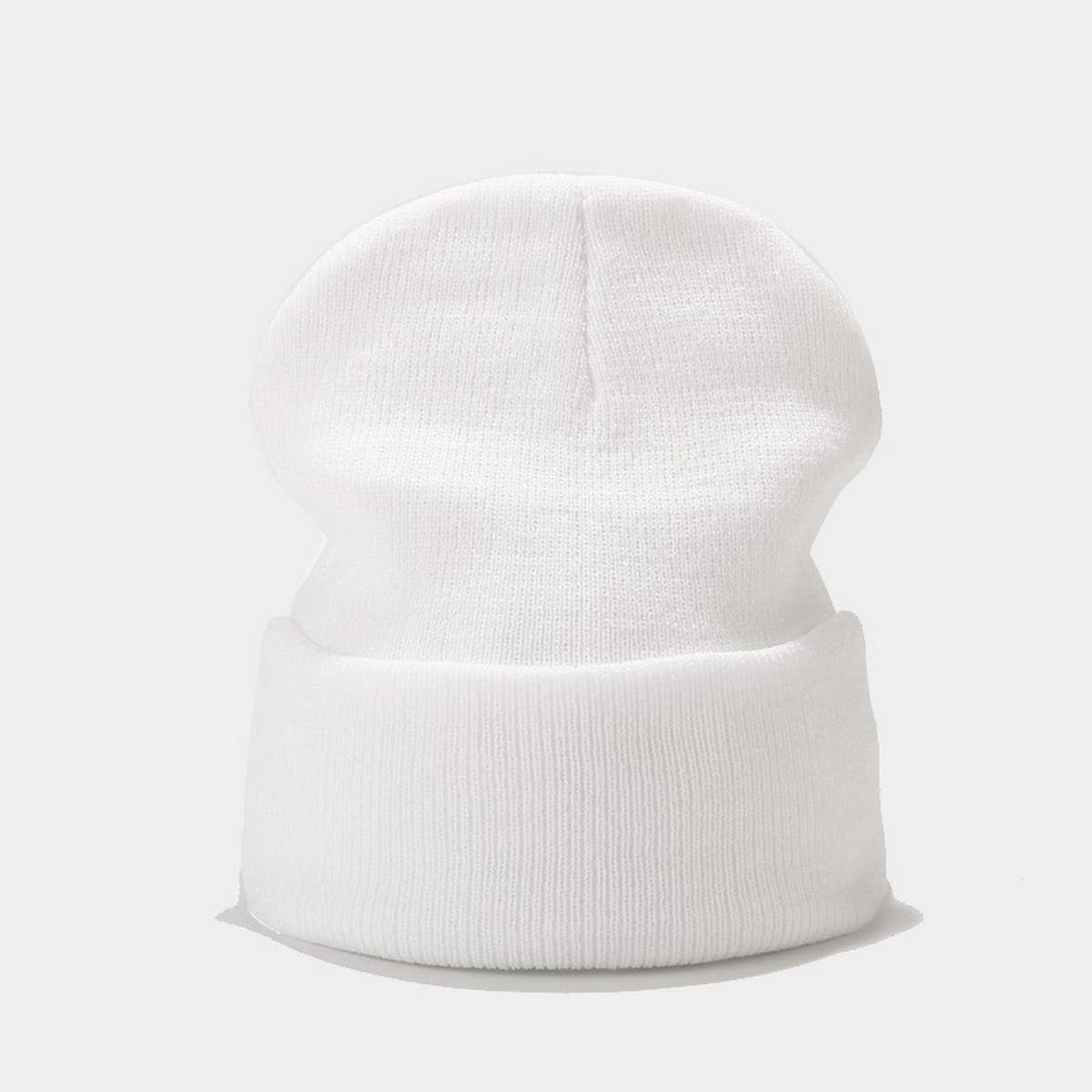 SOLID COLOR KNITTED HAT WITH CUFFS_CWAH1578