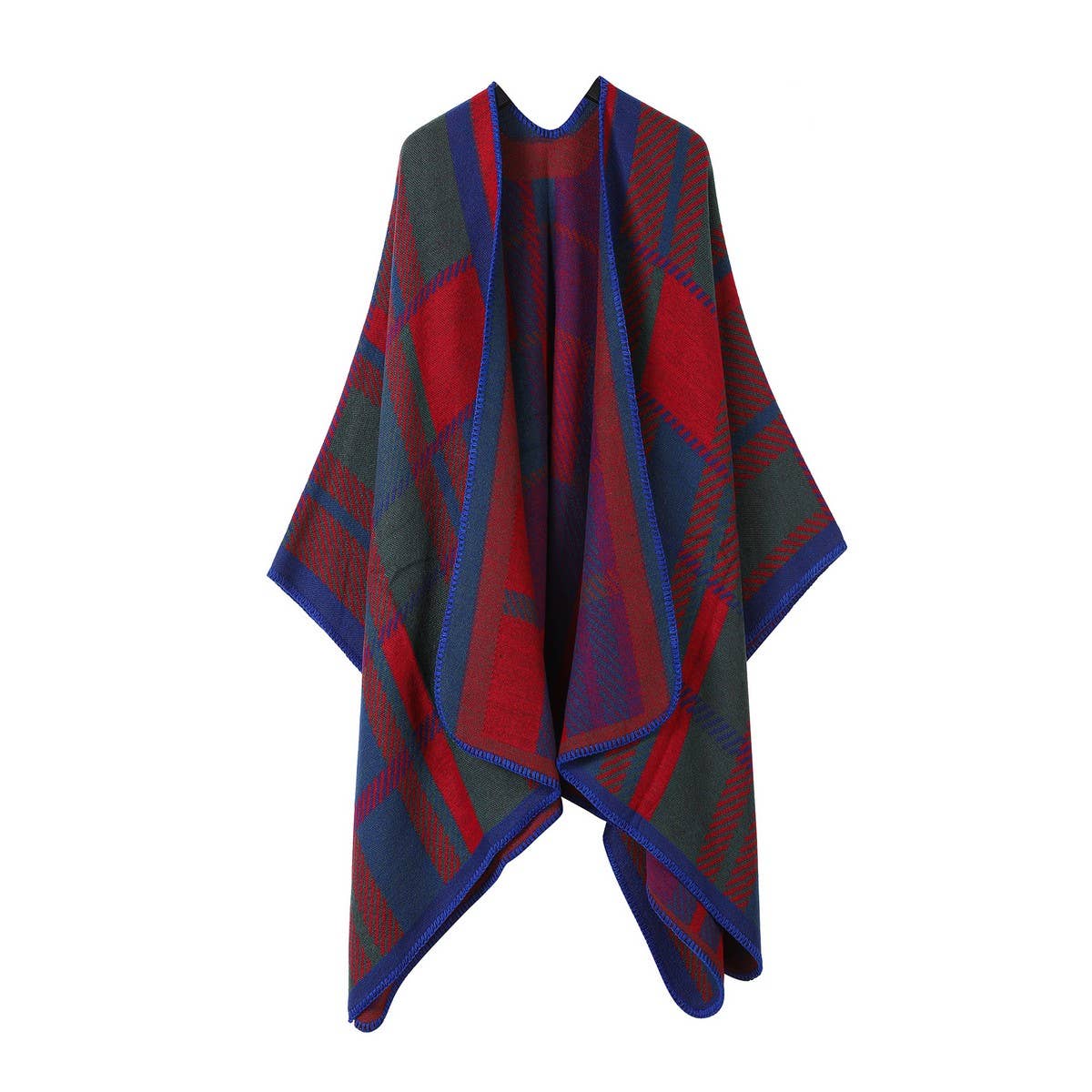 SHAWL FAUX CASHMERE JACQUARD SLIT CAPE