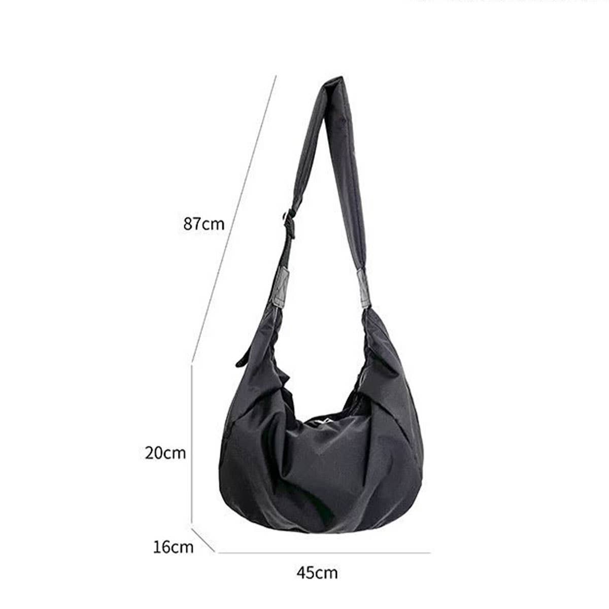 Pleated wide shoulder strap canvas bag