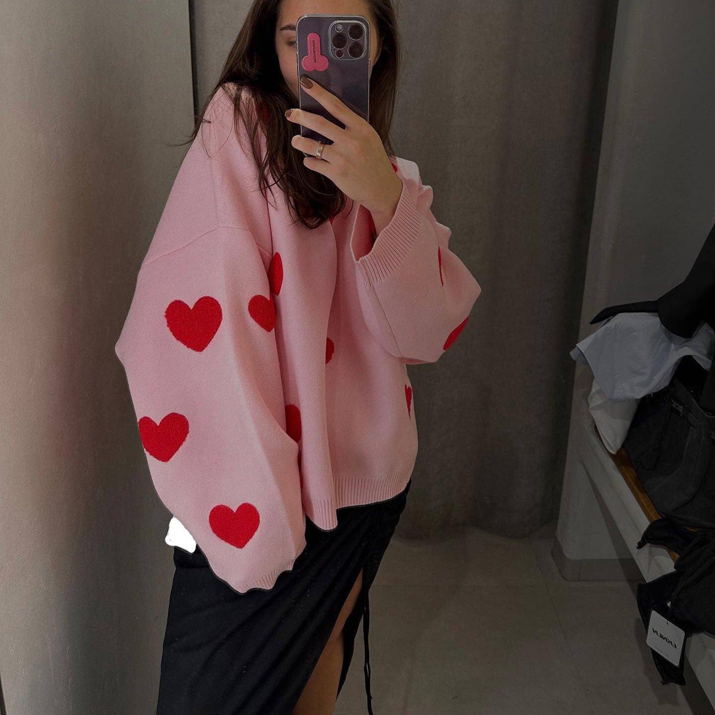 LONG SLEEVE LOOSE EMBROIDERED CREW-NECK SWEATER