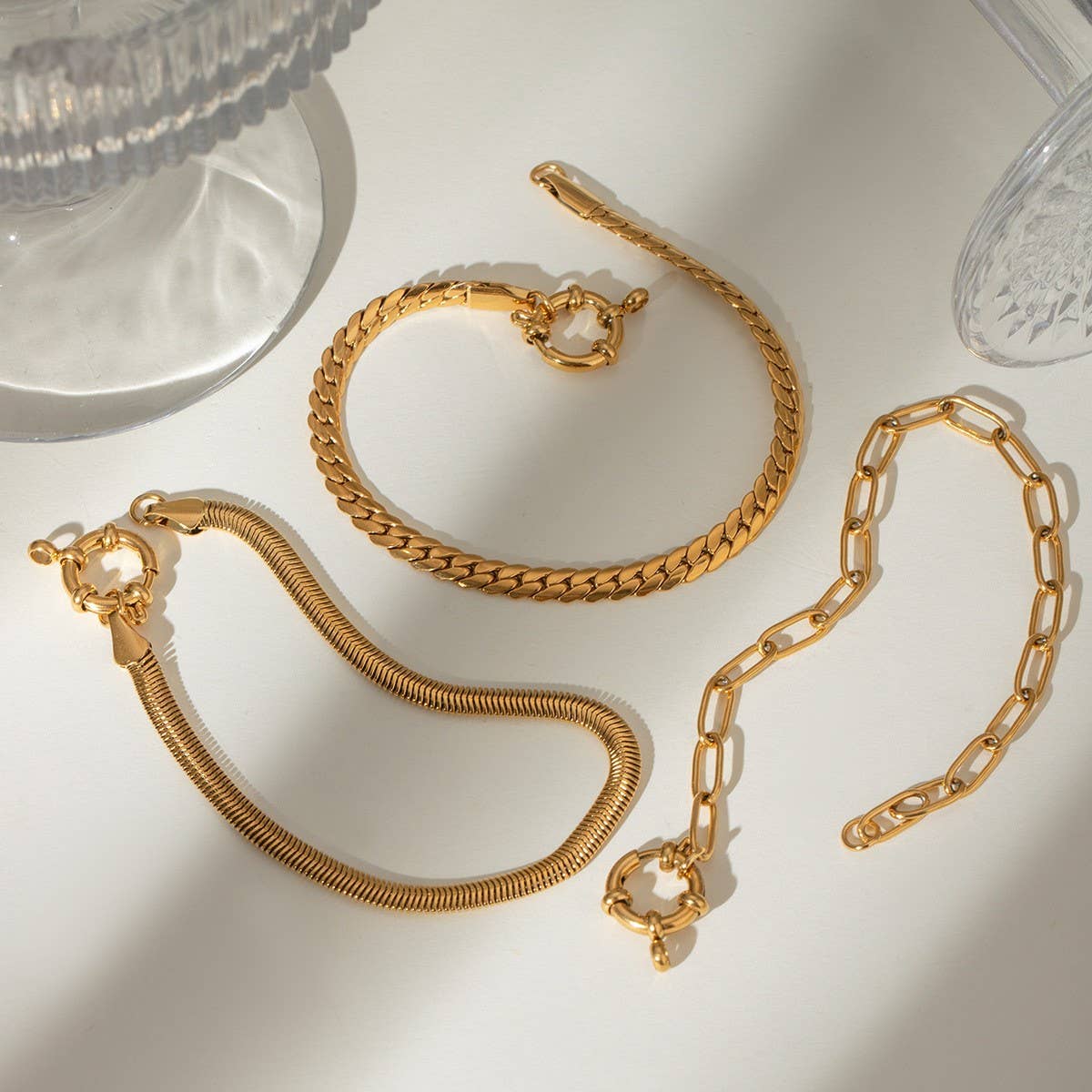 Fashion 18K Gold Steel Paperclip Heart Bracelet_CWAJE4888