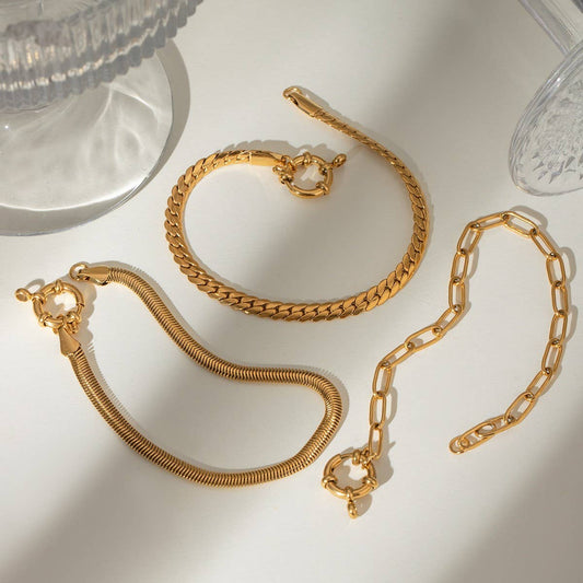 Fashion 18K Gold Steel Paperclip Heart Bracelet_CWAJE4888