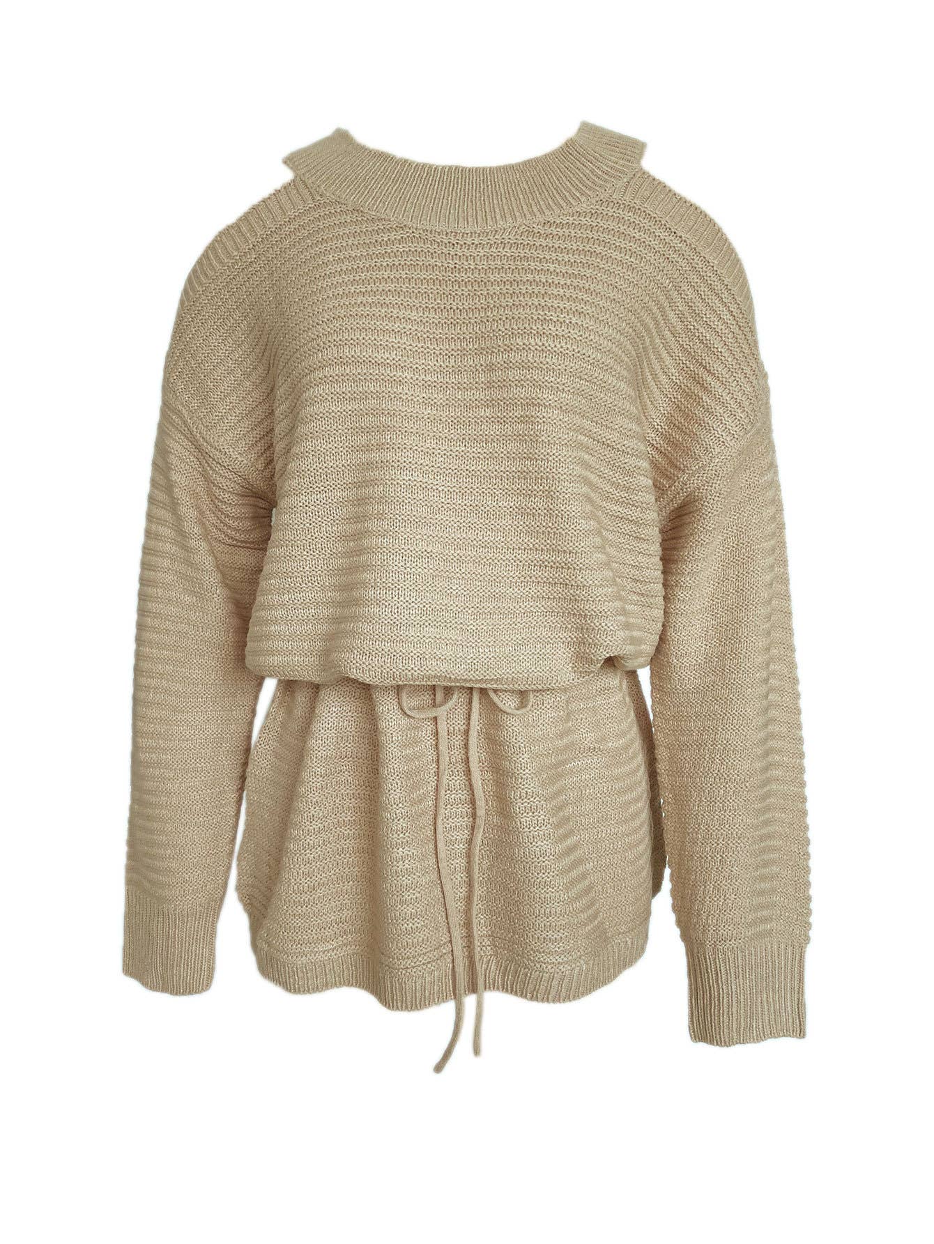 Solid-color off-the-shoulder lace-up dress