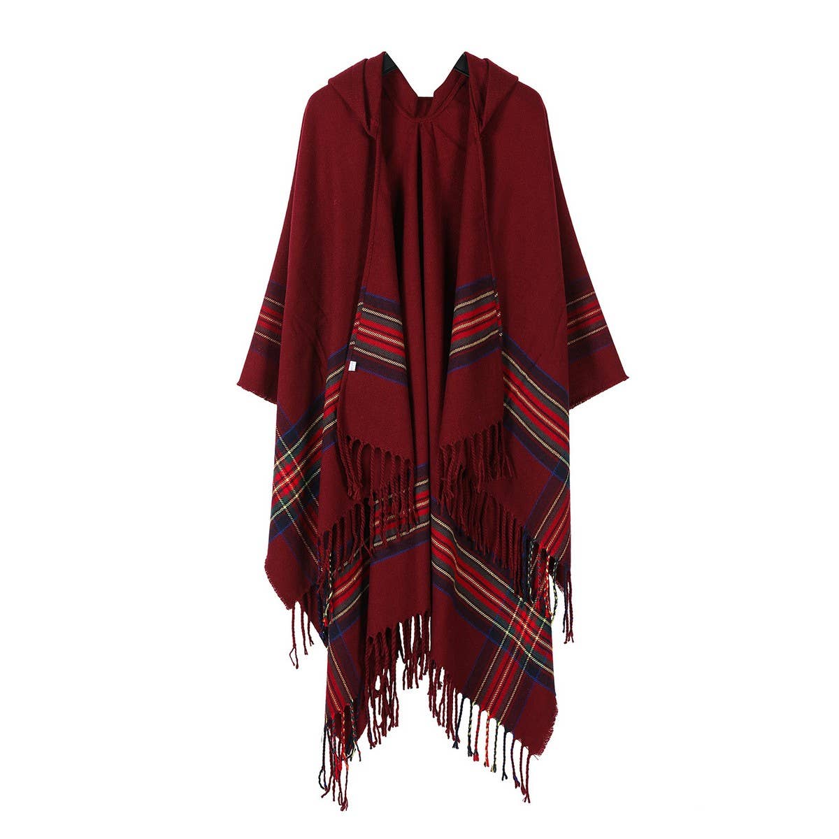 STRIPED TASSEL WARM CLOAK SHAWL SCARF CAPE_CWASC2270