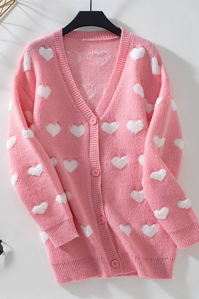 CWOCAL0856_EMBROIDERED HEART MID-LENGTH BUTTON KNIT CARDIGAN
