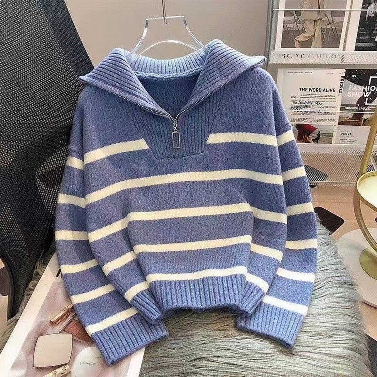 Women's Colorblock Striped Knit Sweater