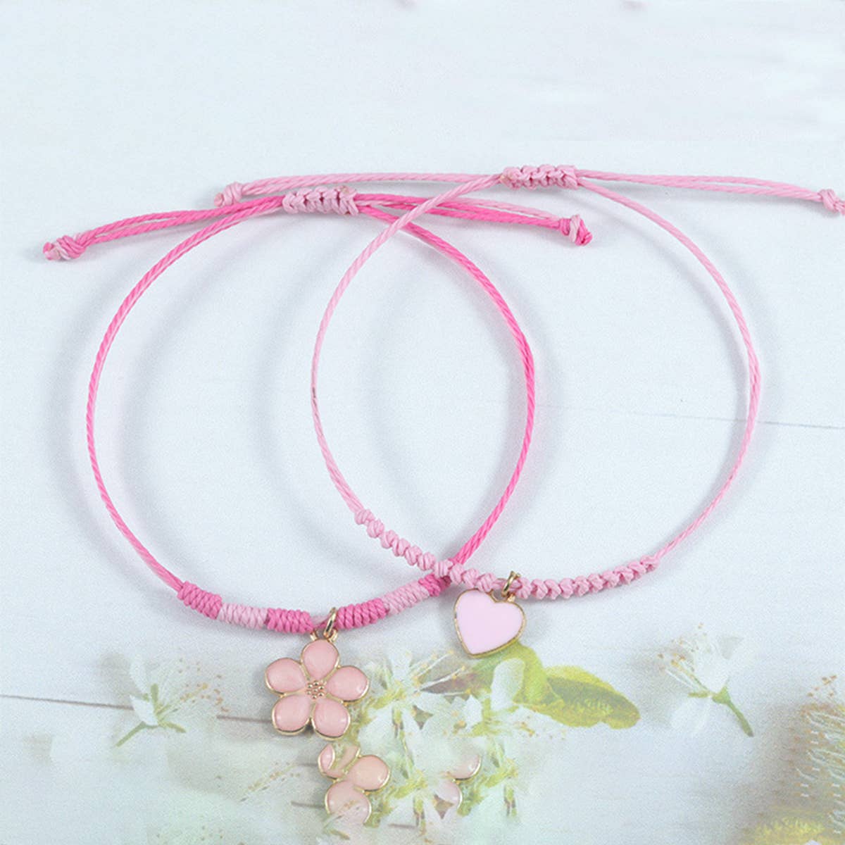 PINK FOUR LEAF CLOVER LOVE WOVEN BRACELET_CWAJE0732