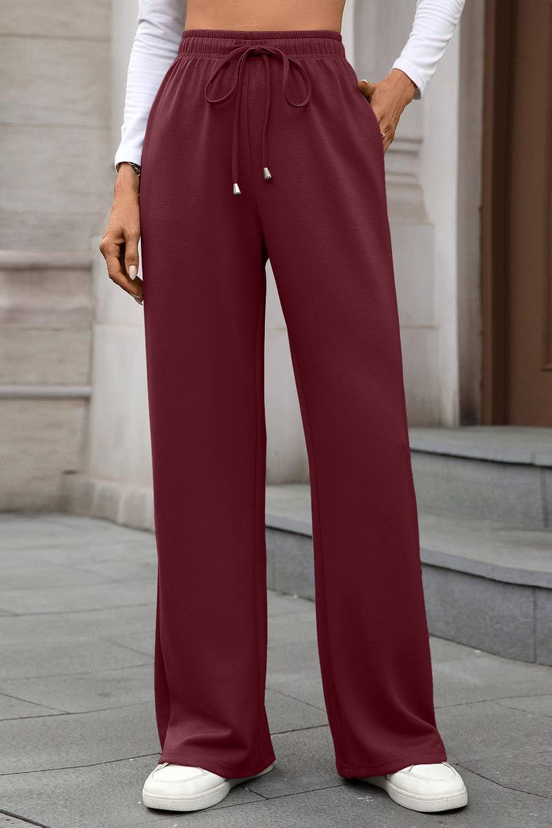 CWBLP01089_DRAWSTRING CASUAL LOOSE STRAIGHT-LEG TROUSERS