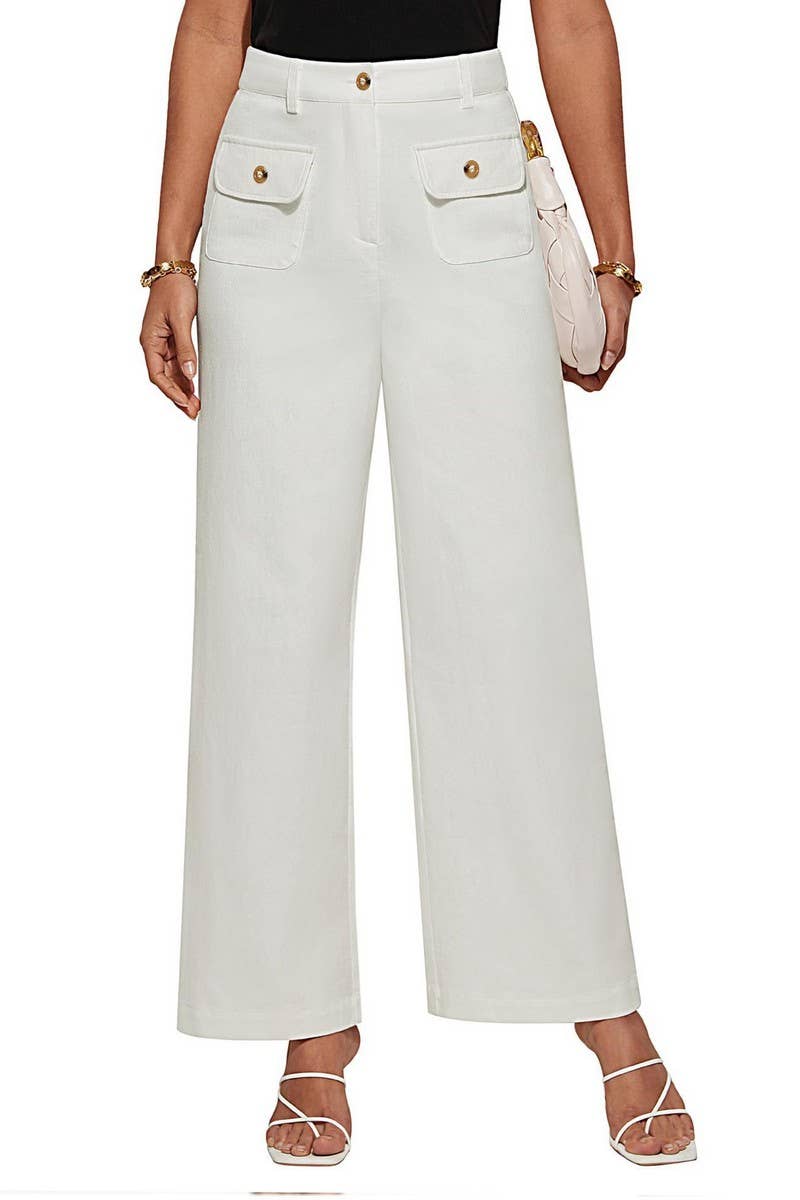 CWBLP1852_SOLID COLOR HIGH WAIST POCKET WIDE LEG TROUSERS