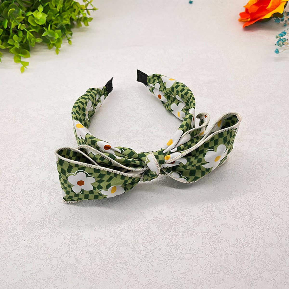 PRESSED WIDE-BRIMMED FLORAL BOW HEADBAND_CWAHA2573