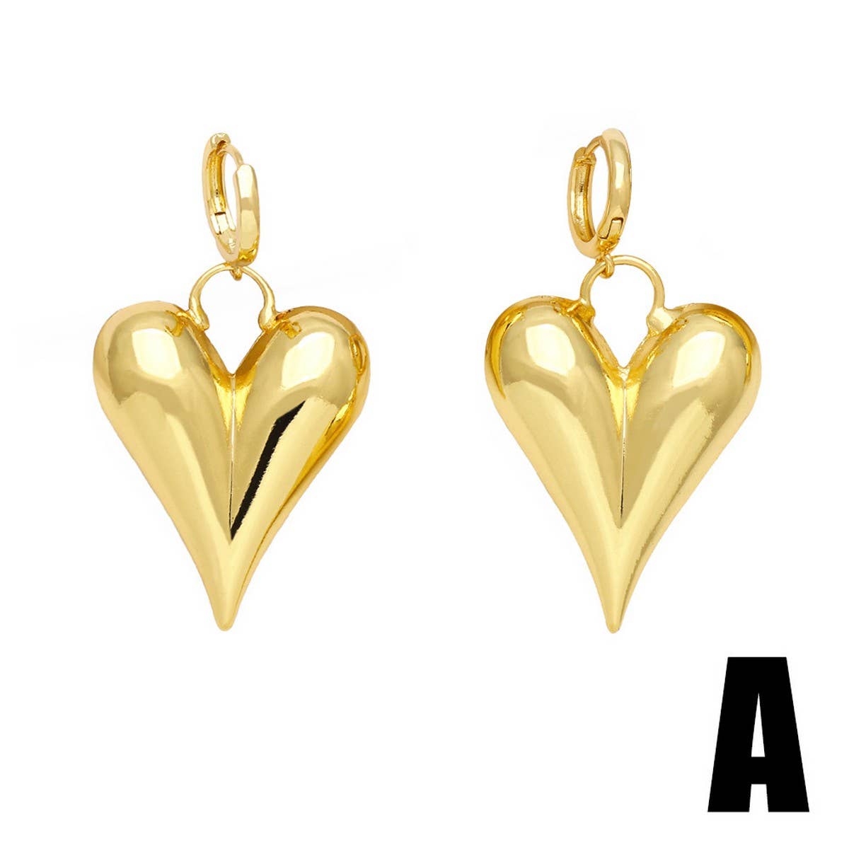 GOLD PLATED HEART-SHAPED PENDANT EARRINGS