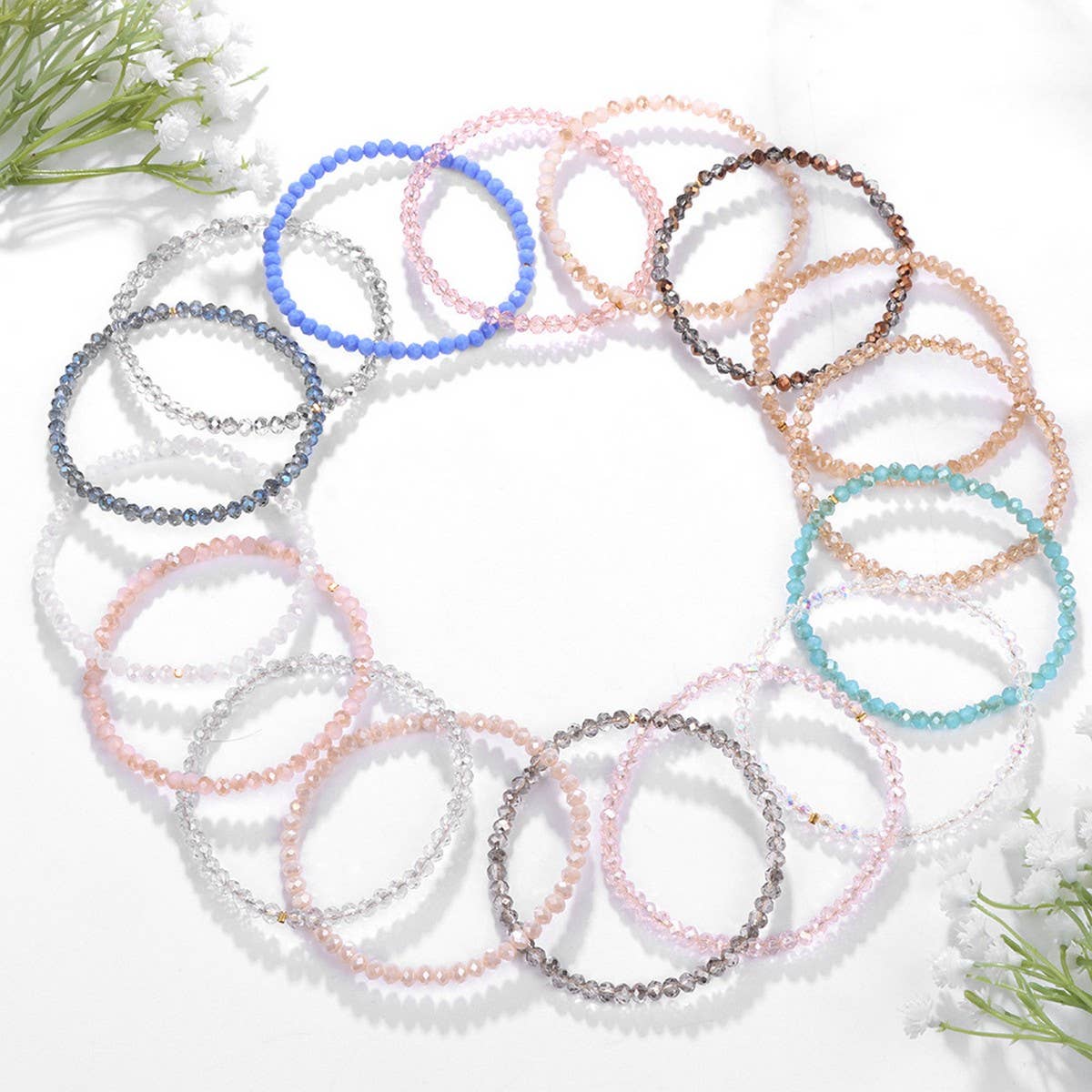 CWAJE4230_ARTIFICIAL CRYSTAL ELASTIC BRACELET SET OF FOUR