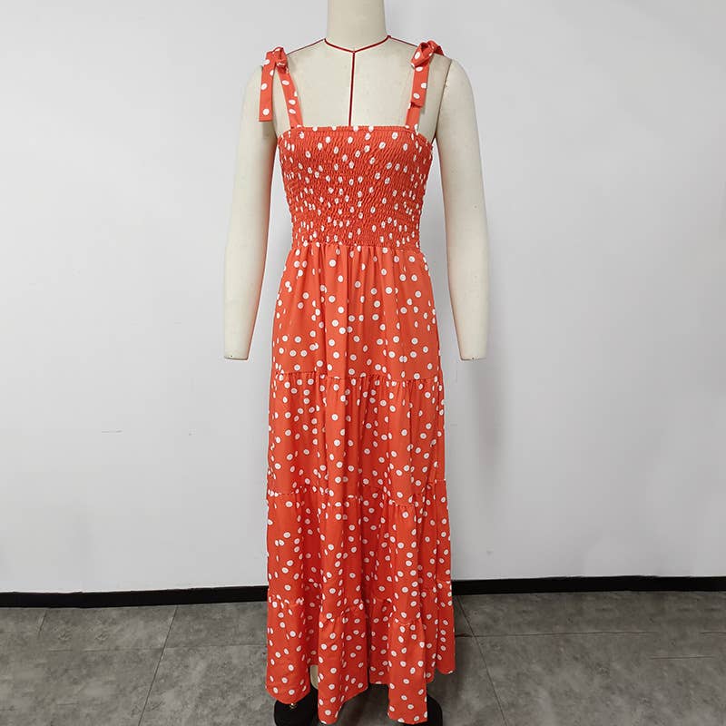 BACKLESS PRINTED HALTER STRAP LONG DRESS