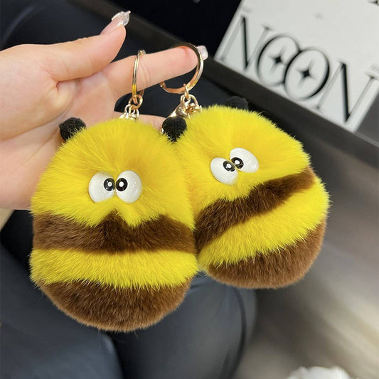 CUTE PLUSH BEE CAR KEYCHAIN BAG PENDANT GIFT