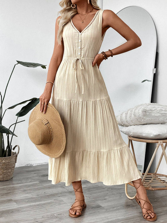 Textured sleeveless beach casual vacation dress